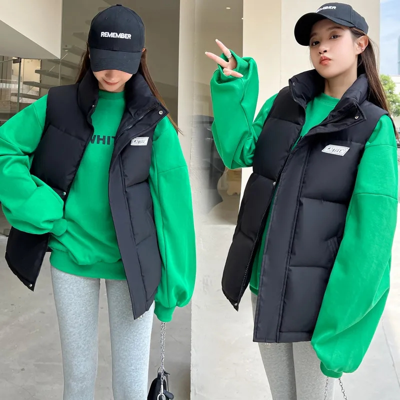 Puffer Vest Fashion Women - Jaket Rompi Crop Hangat Musim Gugur
