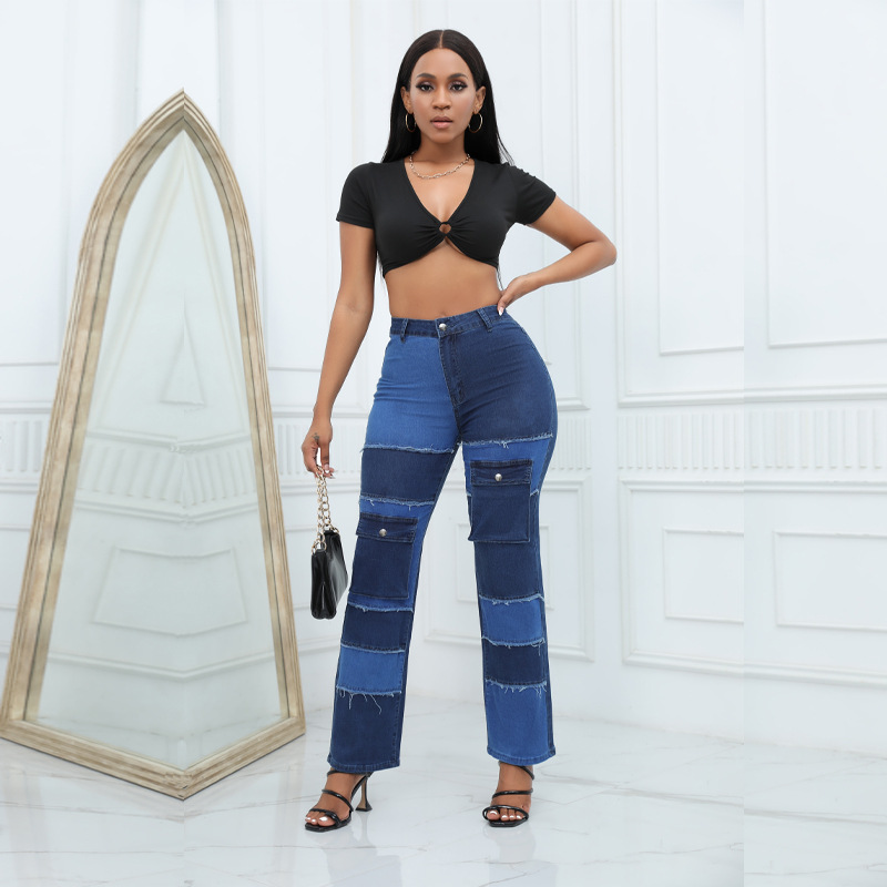Women'S Fashion Utility Pants - Celana Jeans Multi-Kantong Gaya Utilitas dengan