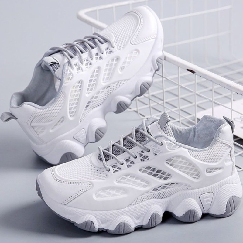 Women'S Fashion Running Shoes - Sepatu kets tebal jaring bersirkulasi sepatu