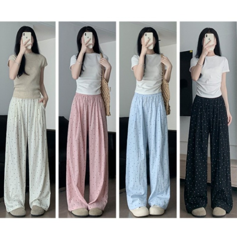 Women'S Fashion Trousers - Celana Tidur Wanita Celana Panjang Polkadot