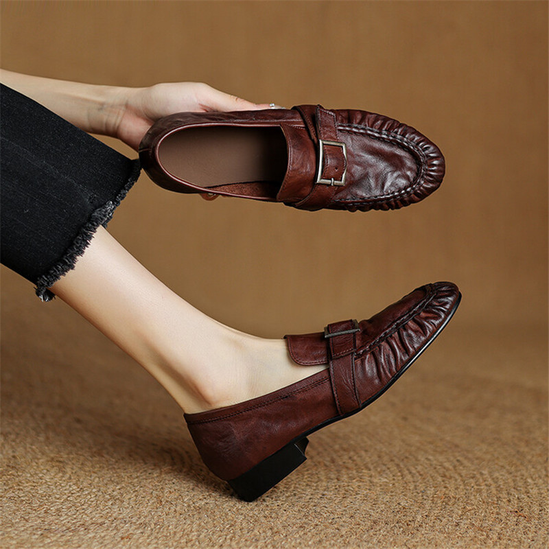 Women'S Fashion Footwear - Sepatu ujung bulat berlipat mode Pumps