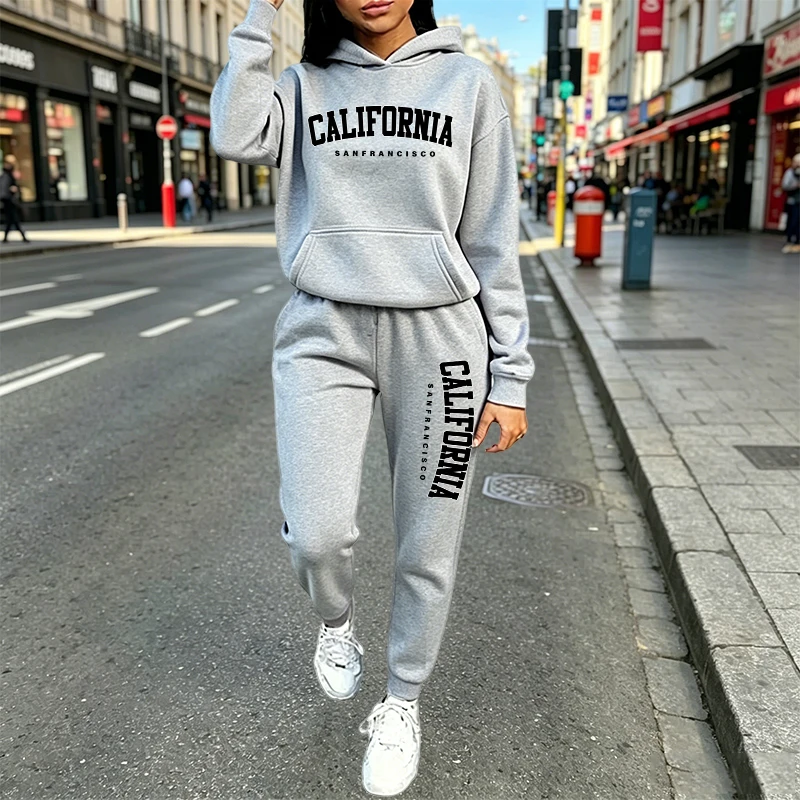 Women'S Fashion Hoodie - Setelan Hoodie Jogger Kasual Urban untuk