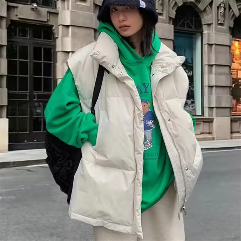 Puffer Vest Fashion Women - Jaket Rompi Musim Dingin Korea Baru