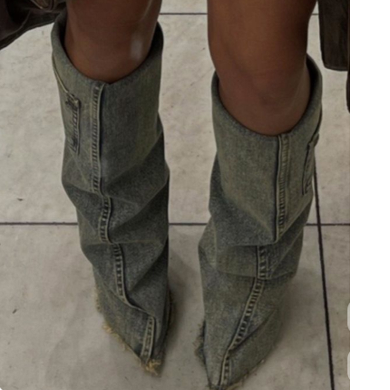 Sepatu Boots Denim Wanita Mode - Women'S Fashion Trousers ulasan dan harga