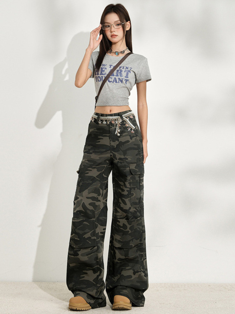 Celana Jeans Wanita Motif Kamu - Women'S Fashion Utility Pants ulasan dan harga