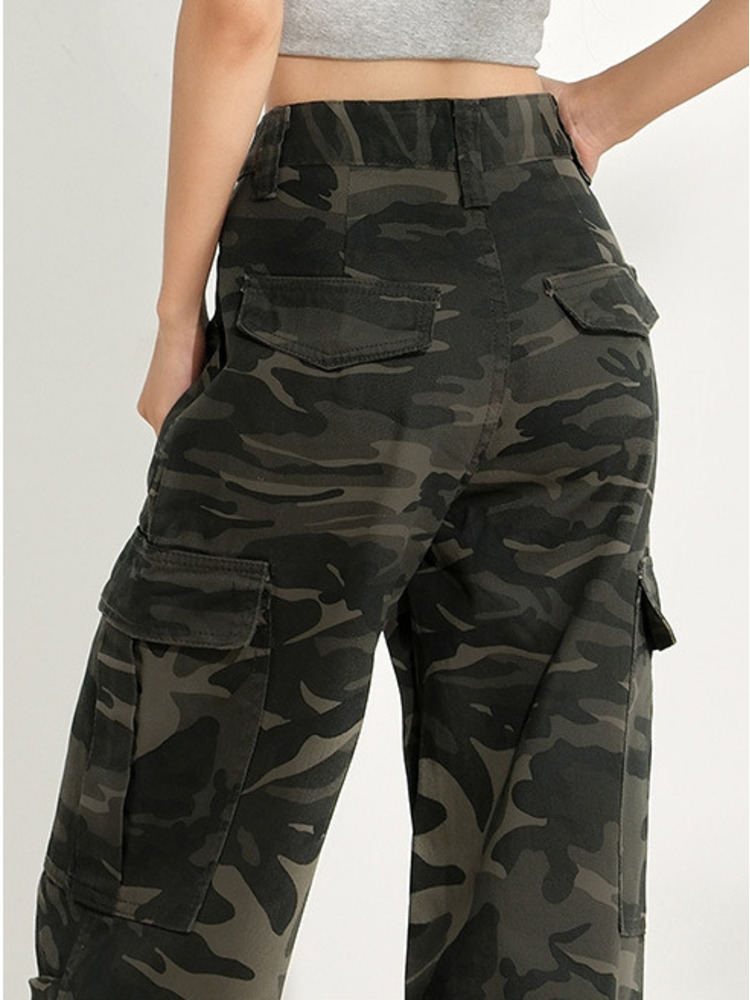 Celana Jeans Wanita Motif Kamu - Women'S Fashion Utility Pants ulasan dan harga