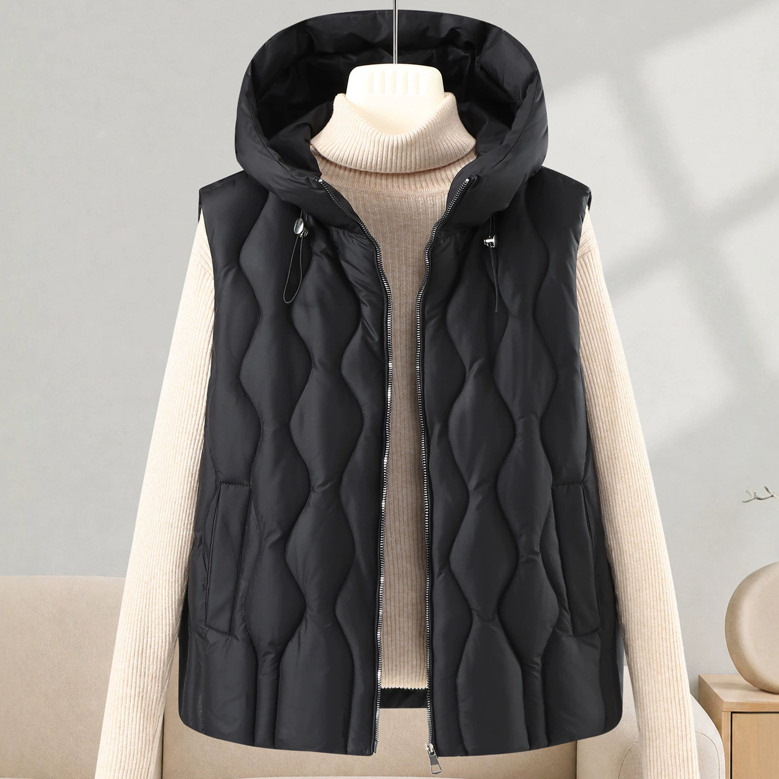 Rompi Pendek Tebal Berbulu Wan - Puffer Vest Fashion Women ulasan dan harga