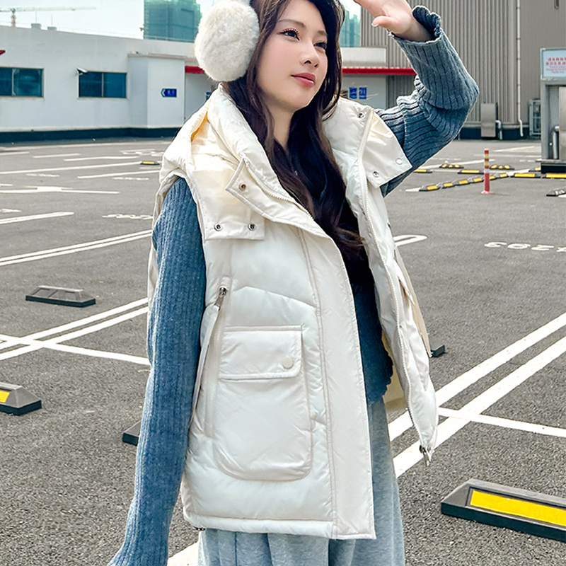 Rompi Hoodie Longgar Saku Besa - Puffer Vest Fashion Women ulasan dan harga
