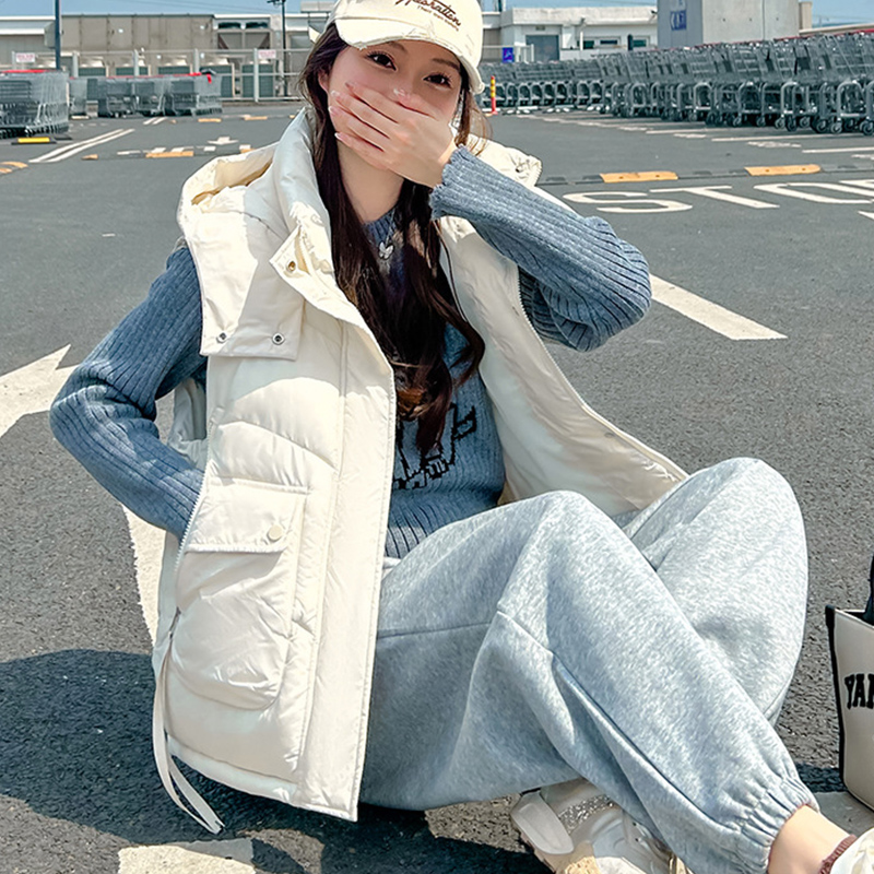 Rompi Hoodie Longgar Saku Besa - Puffer Vest Fashion Women ulasan dan harga