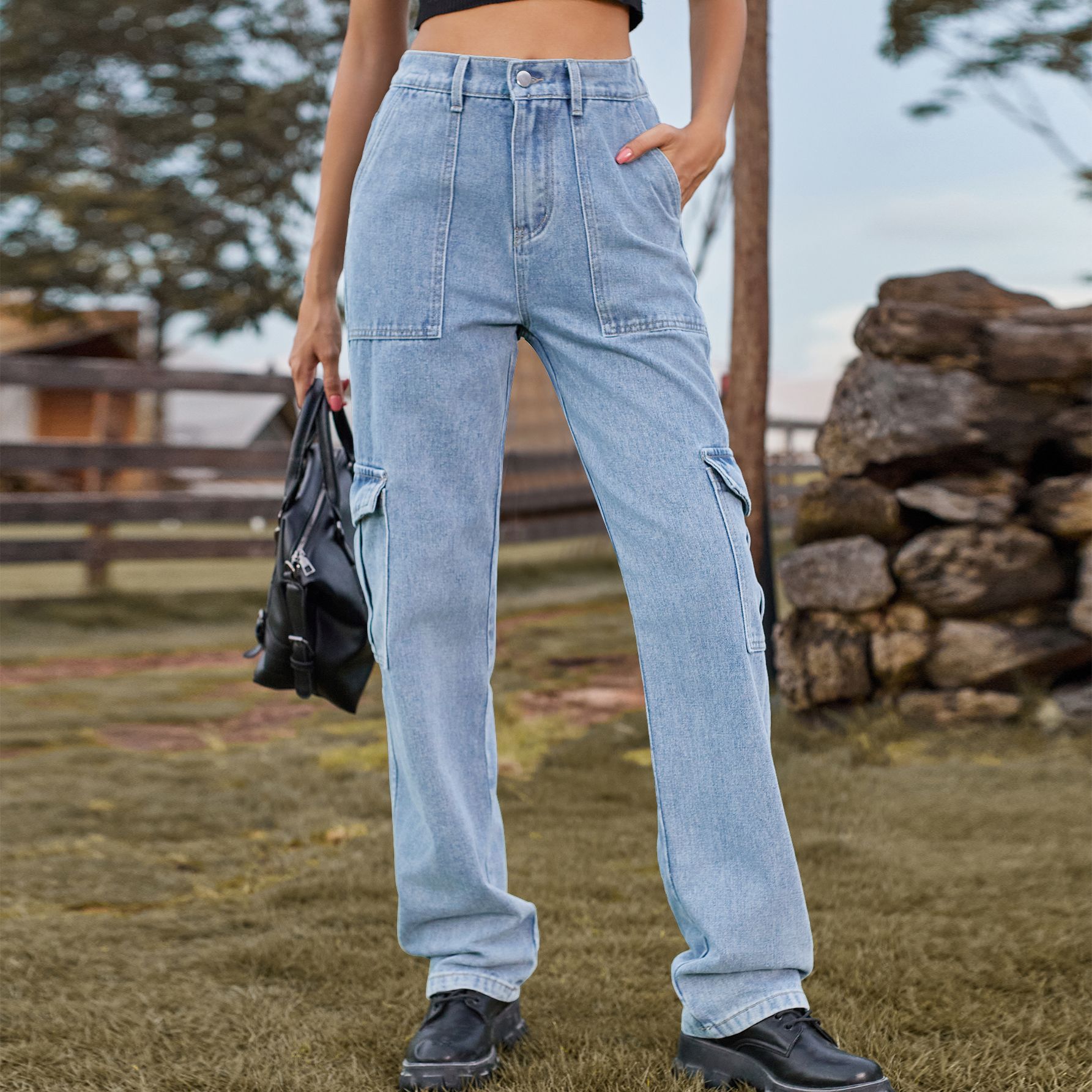 Celana Denim INS Chic Jeans St - Women'S Fashion Utility Pants ulasan dan harga