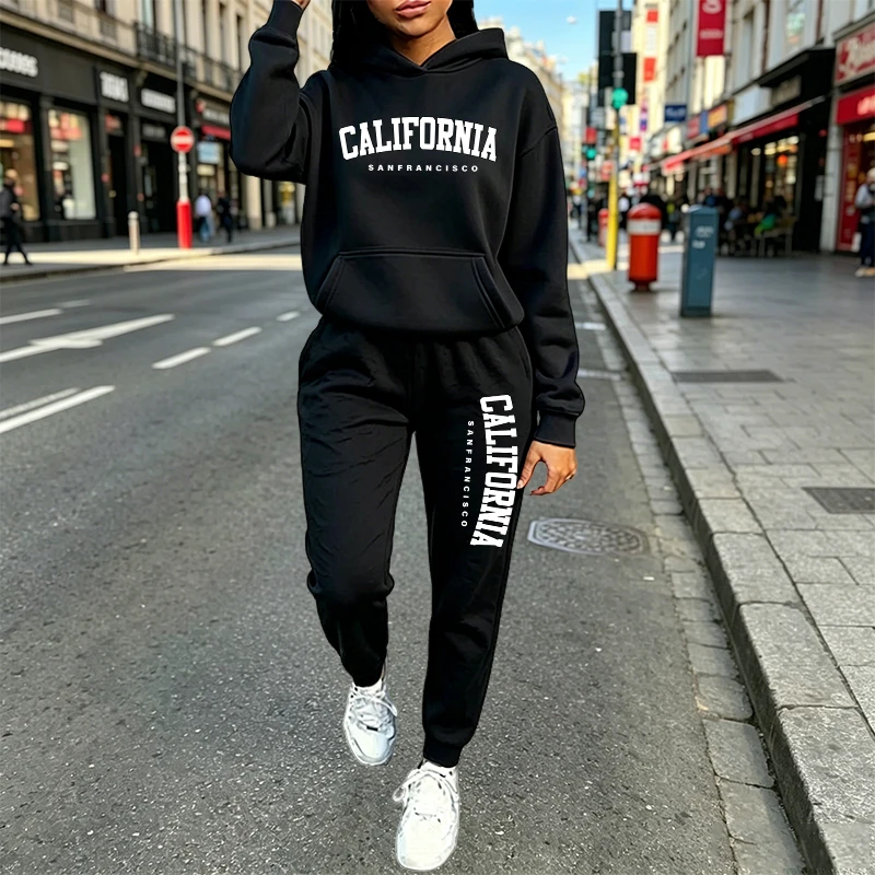 Setelan Hoodie Jogger Kasual U - Women'S Fashion Hoodie ulasan dan harga