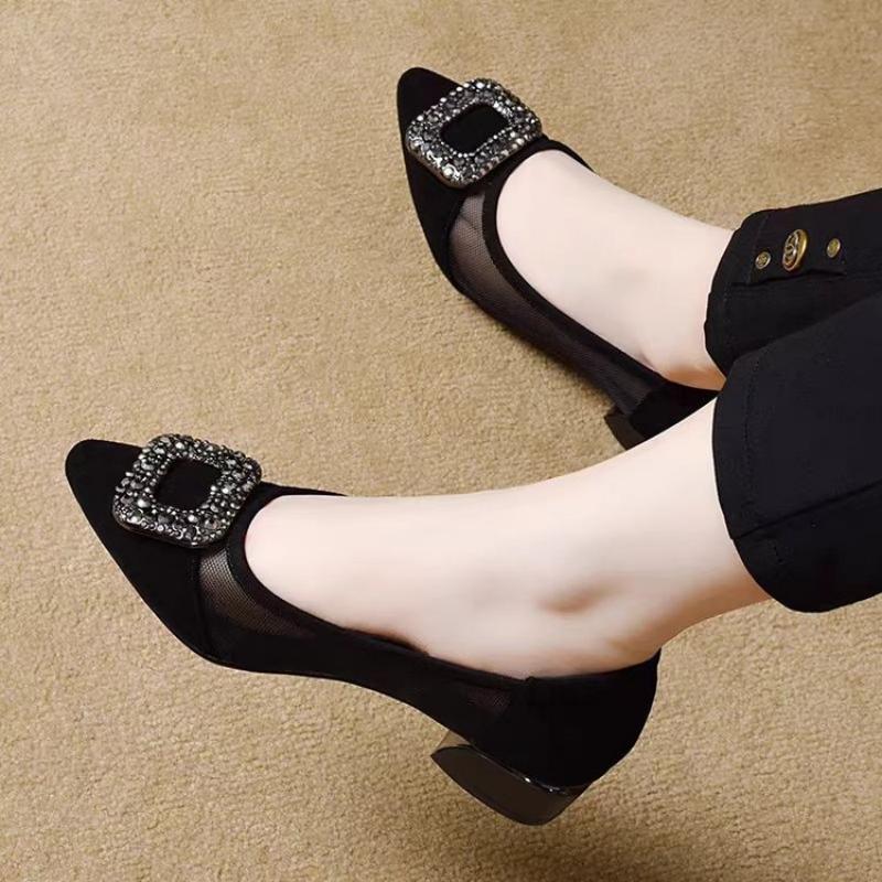 Sepatu Pumps Hak Blok Berujung - Women'S Fashion Footwear ulasan dan harga